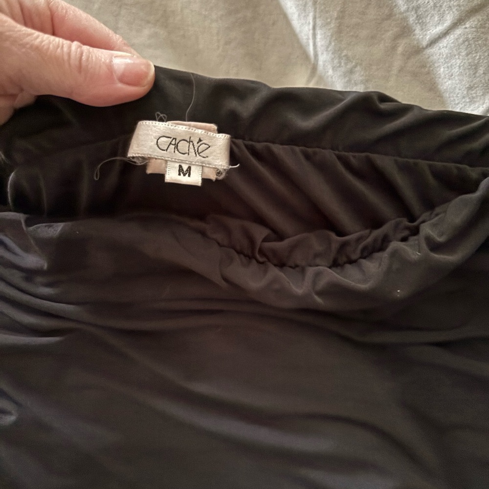 Cache Elegant Black Midi Skirt